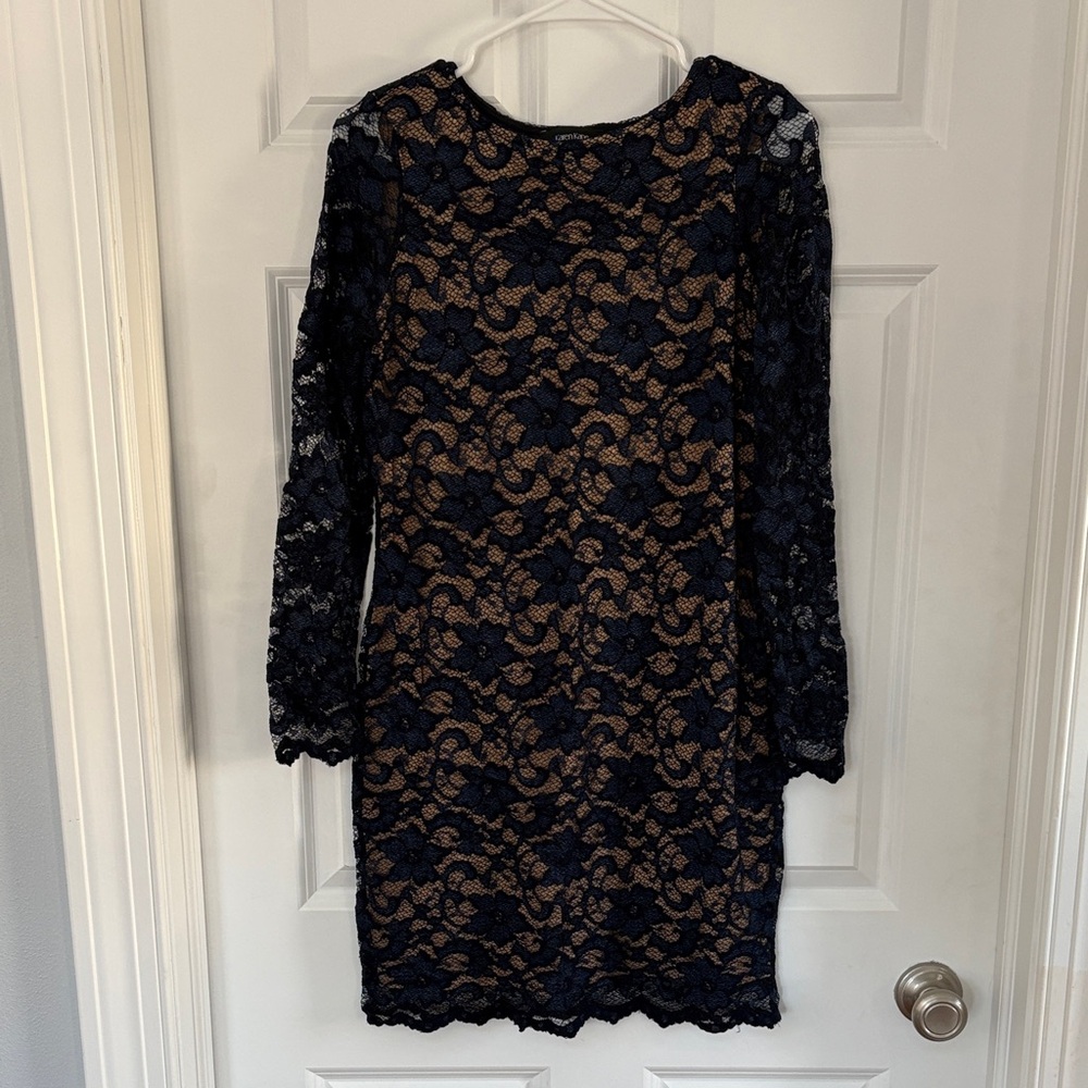 Elegant Navy Lace Dress